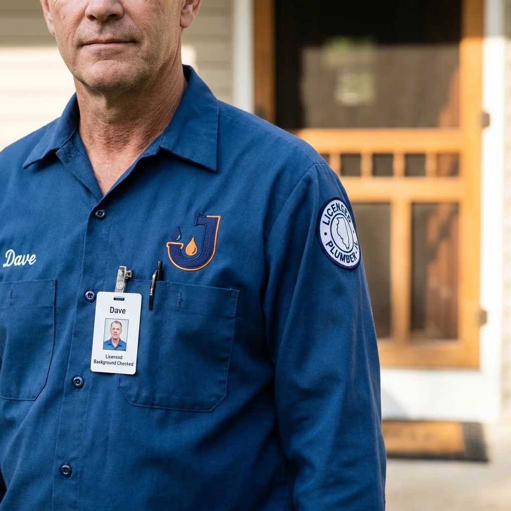 Licensed plumber showing ID badge in Sparta, TN
